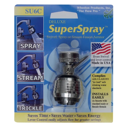 Whedon Whedon SuperSpray Dual Thread 15/16 in.- 27M x 55/64 in.-27F Chrome Swivel Sprayrator SU6C